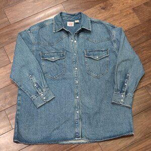 Levi's Heavy Weight Denim Shirt Jacket With Pearl Snaps Not Lined Women's XL